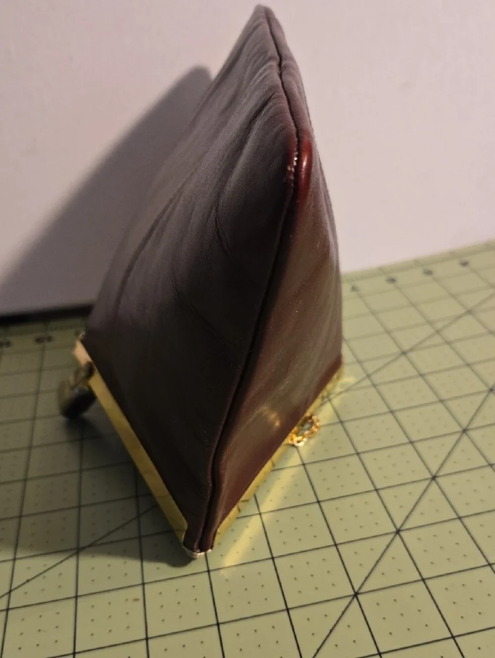 Vintage Etra Burgundy Leather Pop Open Clutch with Gold Chain